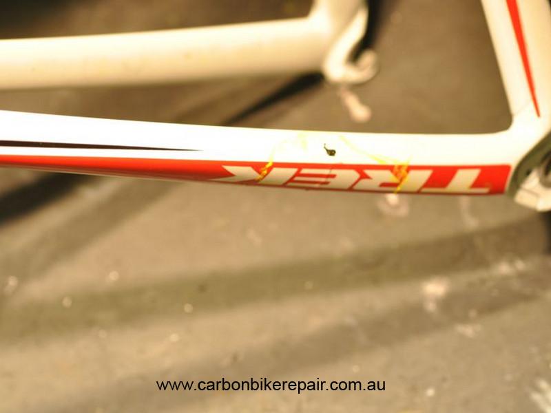Trek Madone seat stay white before
